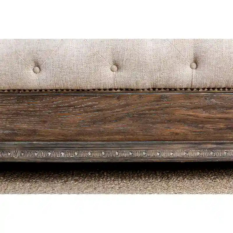 Furniture of America Brev Rustic Beige Tufted Fabric Sleigh Bed