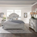 Letto con pannelli, cassettiera con specchio e comodino Magnolia Manor