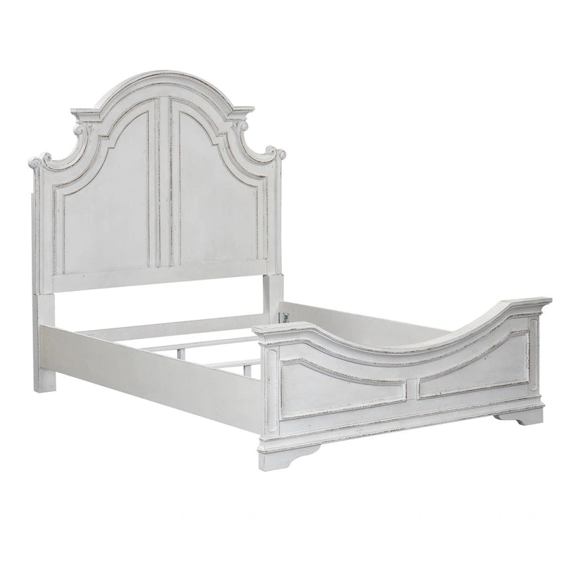 Letto con pannelli, cassettiera con specchio e comodino Magnolia Manor