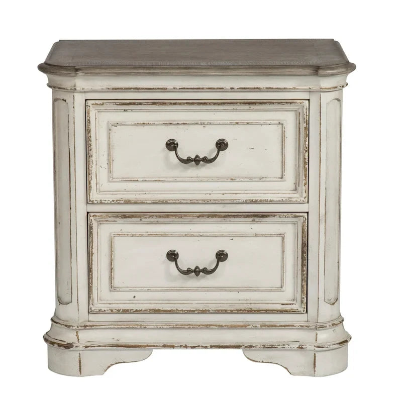 Letto con pannelli, cassettiera con specchio e comodino Magnolia Manor