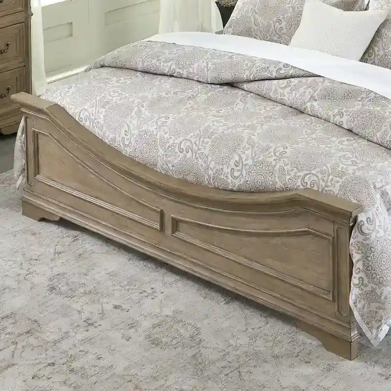 Letto con pannelli, cassettiera con specchio e comodino Magnolia Manor