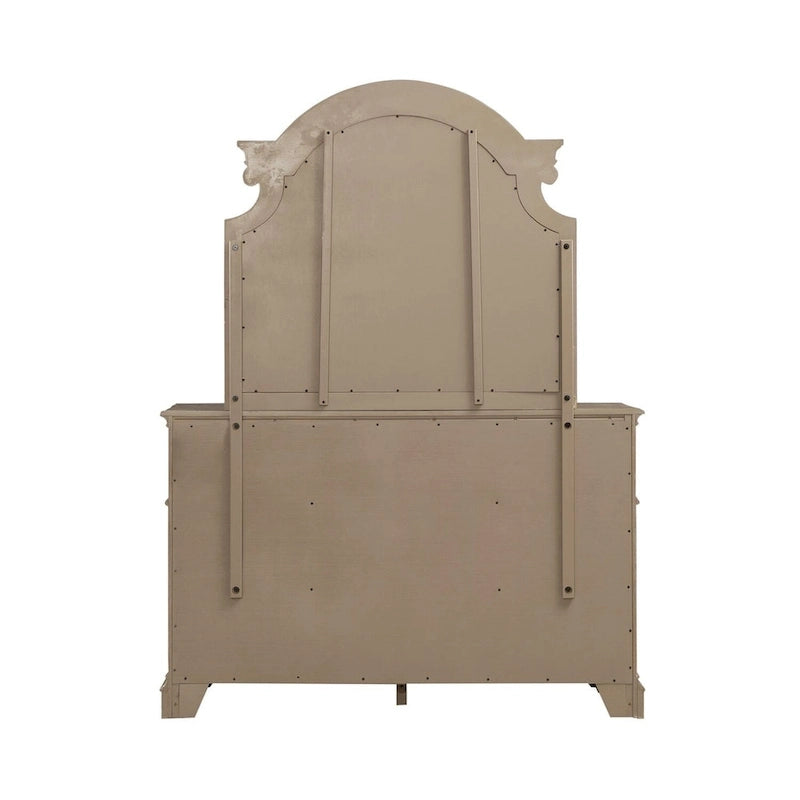 Letto con pannelli, cassettiera con specchio e comodino Magnolia Manor
