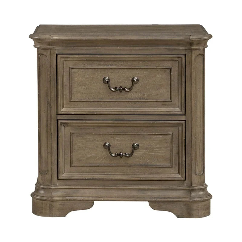 Letto con pannelli, cassettiera con specchio e comodino Magnolia Manor