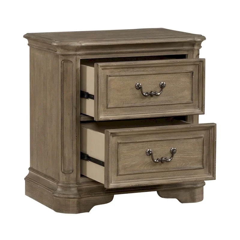 Letto con pannelli, cassettiera con specchio e comodino Magnolia Manor