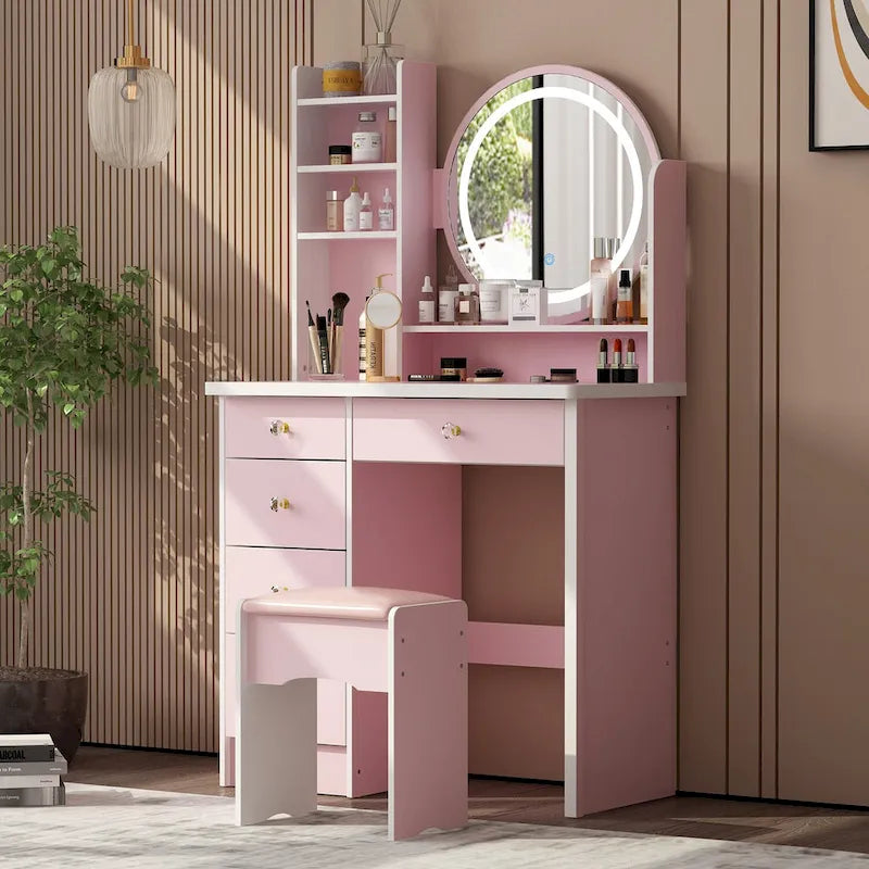 31.5 W Makeup Vanity Set with Stool and Mirror LED Light Dressr