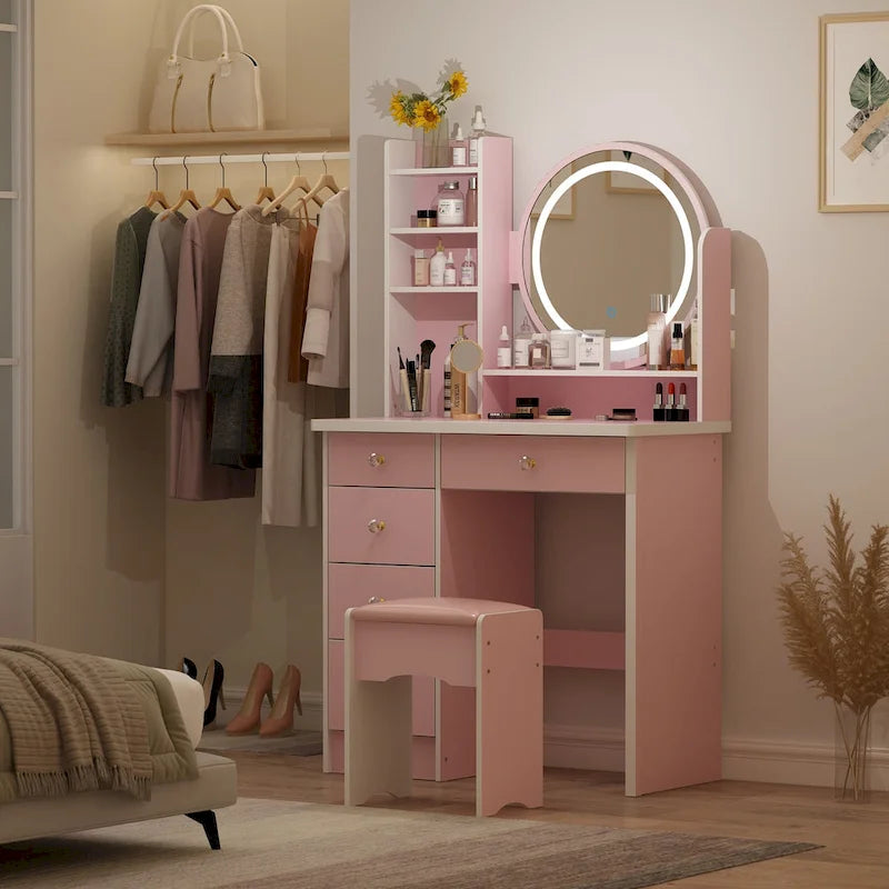 31.5 W Makeup Vanity Set with Stool and Mirror LED Light Dressr
