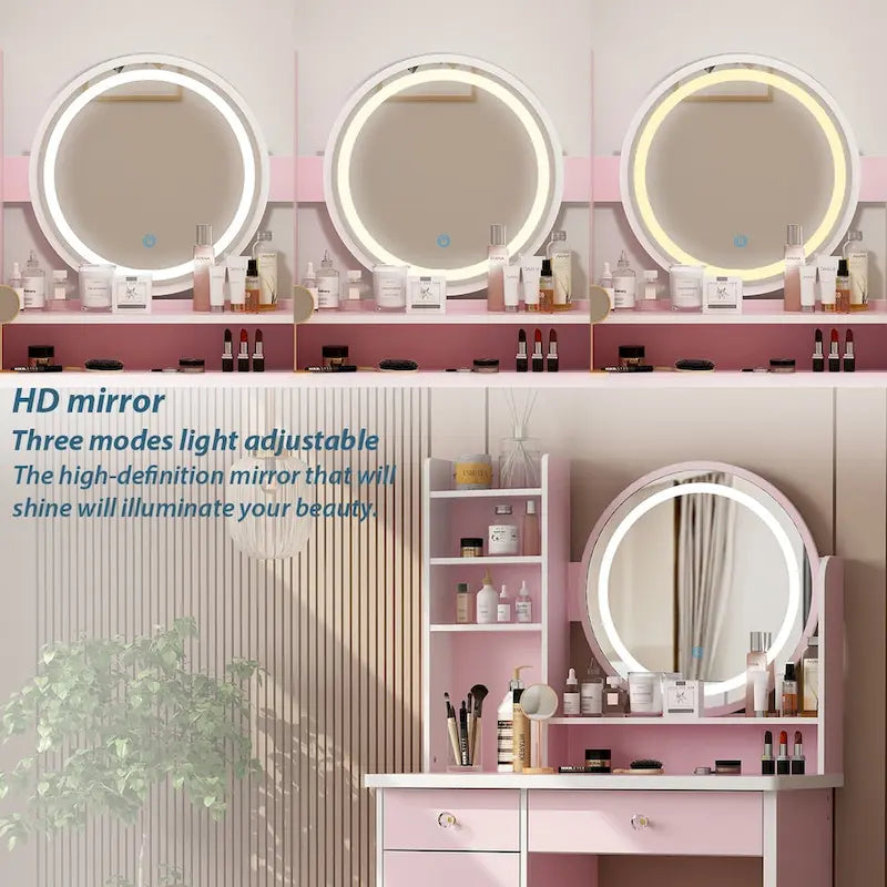 31.5 W Makeup Vanity Set with Stool and Mirror LED Light Dressr