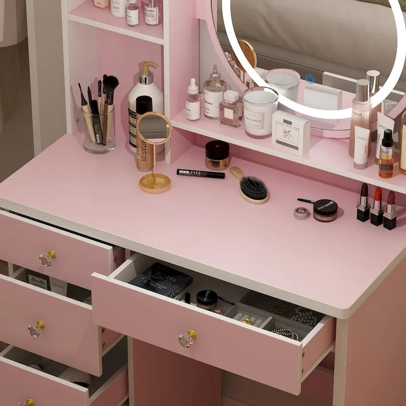 31.5 W Makeup Vanity Set with Stool and Mirror LED Light Dressr