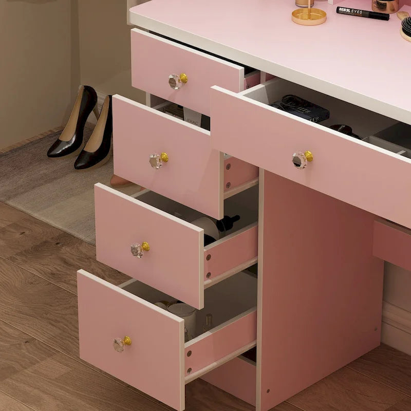 31.5 W Makeup Vanity Set with Stool and Mirror LED Light Dressr