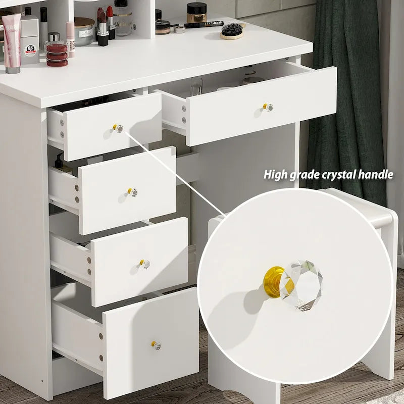 Set toilette trucco Timechee 31,5" con sgabello e specchio