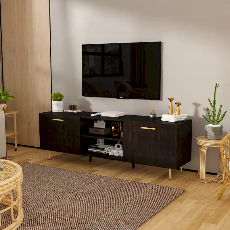 Sideboard Entertainment Centers TV Stand 2 Doors End Table White/Brown