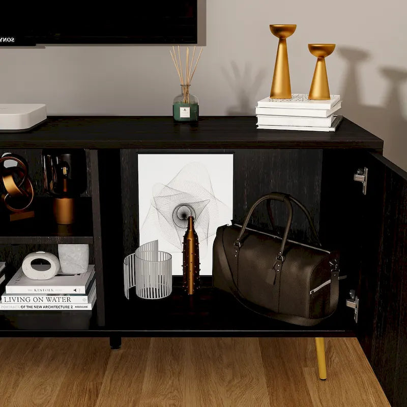 Sideboard Entertainment Centers TV Stand 2 Doors End Table White/Brown
