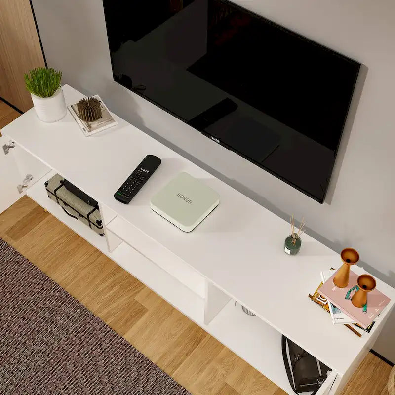 Sideboard Entertainment Centers TV Stand 2 Doors End Table White/Brown