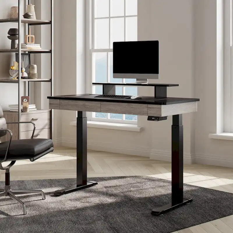 Scrivania regolabile in altezza elettrica Eureka Ergonomic per ufficio domestico con 2 cassetti e supporto per monitor