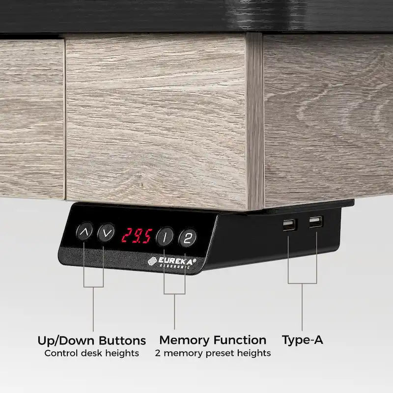 Scrivania regolabile in altezza elettrica Eureka Ergonomic per ufficio domestico con 2 cassetti e supporto per monitor