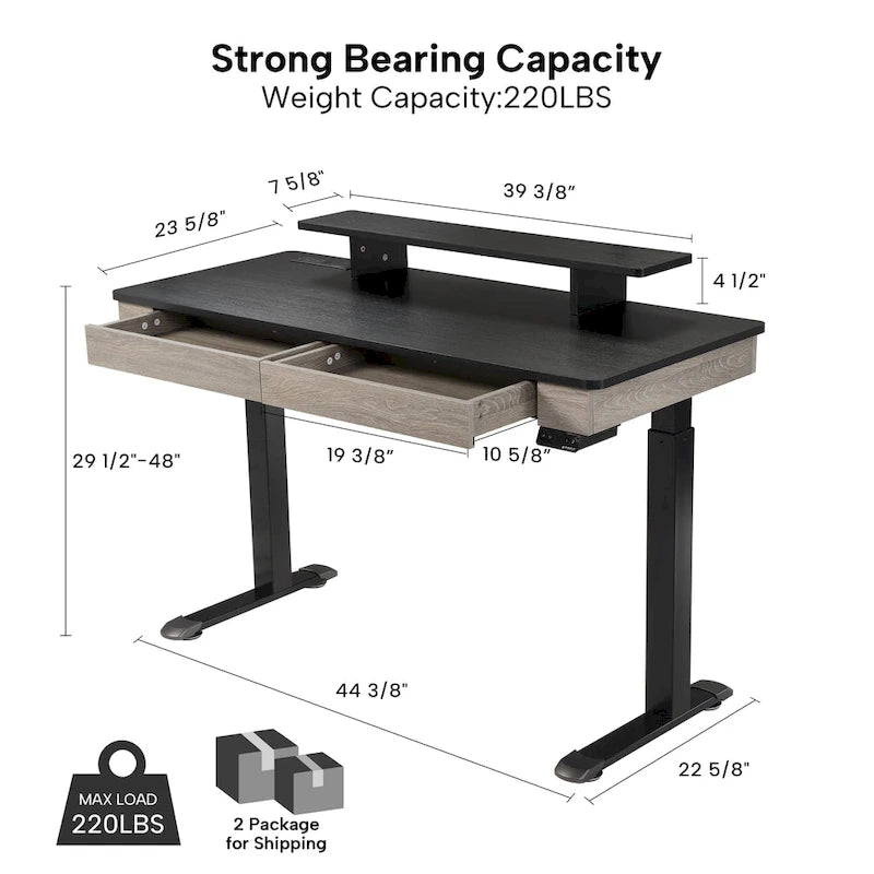 Scrivania regolabile in altezza elettrica Eureka Ergonomic per ufficio domestico con 2 cassetti e supporto per monitor