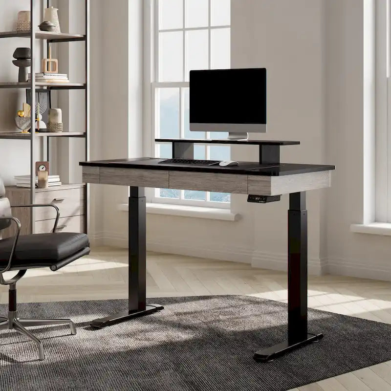 Scrivania regolabile in altezza elettrica Eureka Ergonomic per ufficio domestico con 2 cassetti e supporto per monitor
