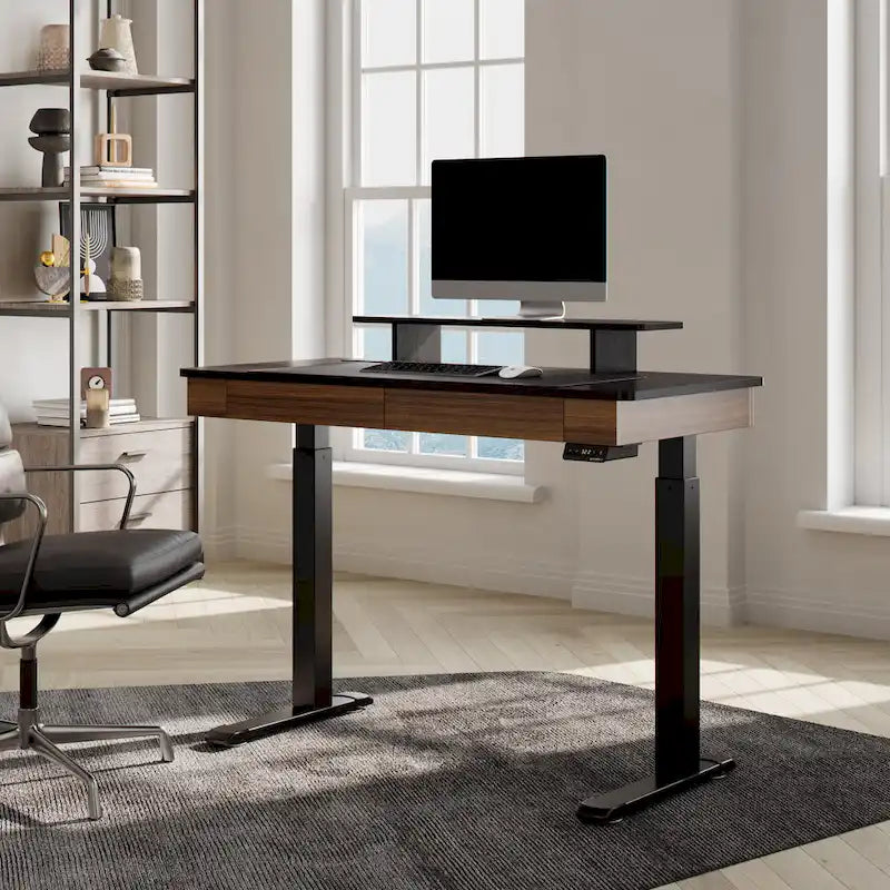 Scrivania regolabile in altezza elettrica Eureka Ergonomic per ufficio domestico con 2 cassetti e supporto per monitor