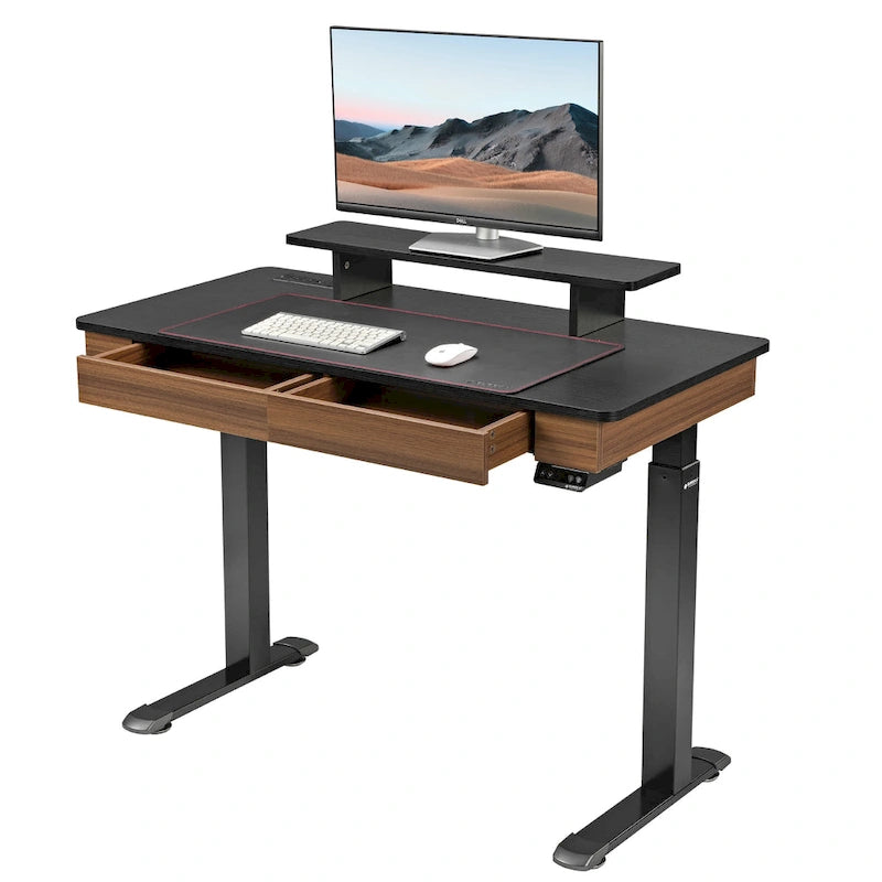 Scrivania regolabile in altezza elettrica Eureka Ergonomic per ufficio domestico con 2 cassetti e supporto per monitor
