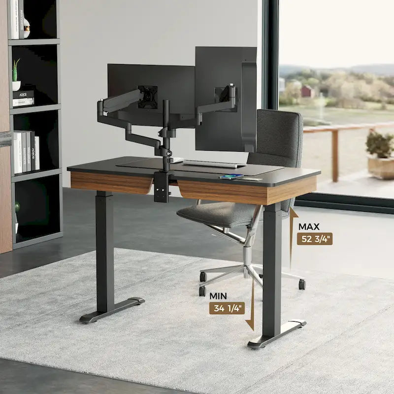 Scrivania regolabile in altezza elettrica Eureka Ergonomic per ufficio domestico con 2 cassetti e supporto per monitor