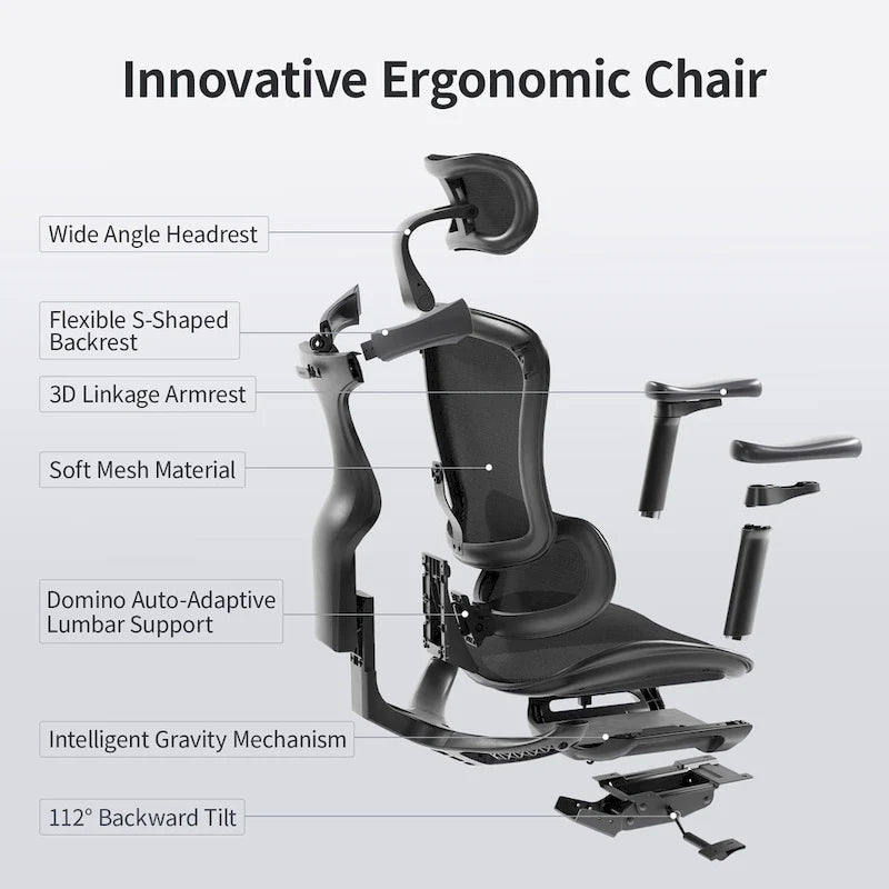 SIHOO Ergonomic Ofiice Chair Doro-C300, Auto-Adaptive Lumbar Support, and 3D Linkage Armrests, Black - 78*70*125