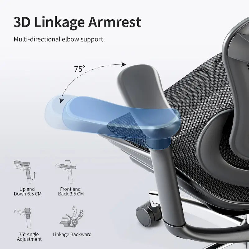SIHOO Ergonomic Ofiice Chair Doro-C300, Auto-Adaptive Lumbar Support, and 3D Linkage Armrests, Black - 78*70*125