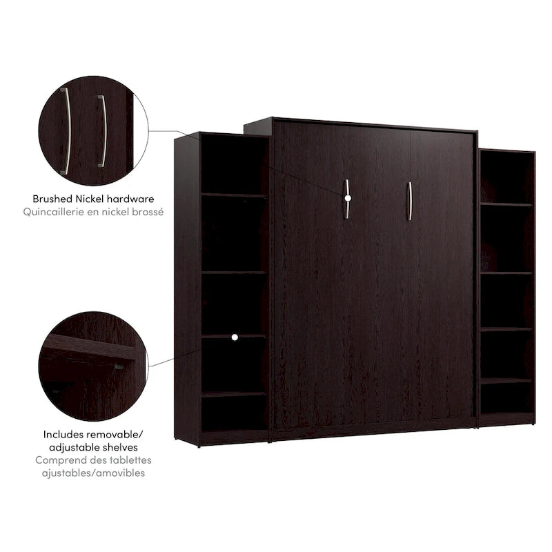 Letto a scomparsa matrimoniale Claremont con organizer per armadio (105W) di Bestar