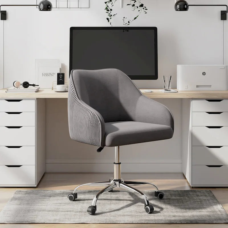 Sedia da ufficio ergonomica regolabile Corvus Braff con rivestimento in velluto