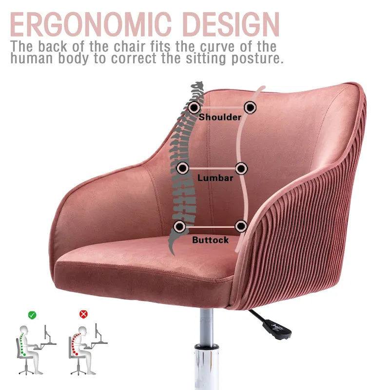 Sedia da ufficio ergonomica regolabile Corvus Braff con rivestimento in velluto