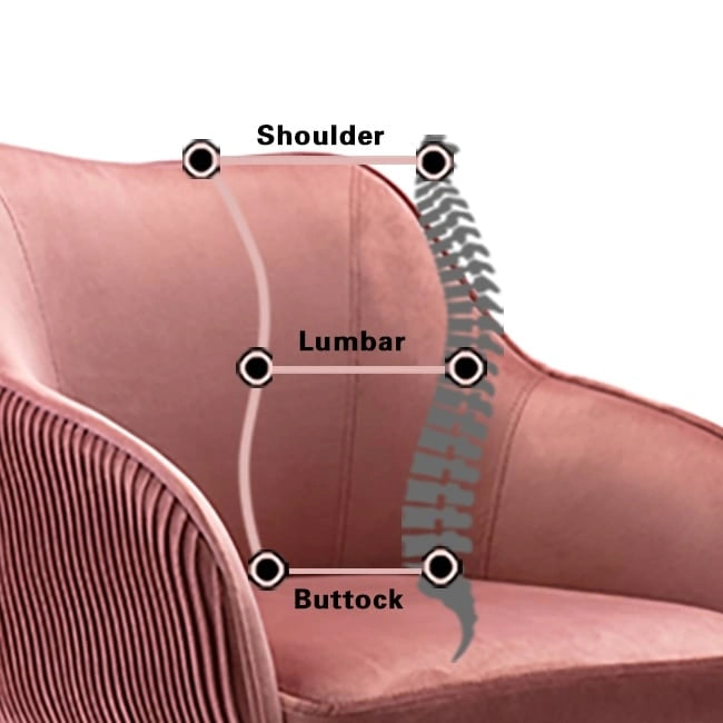 Sedia da ufficio ergonomica regolabile Corvus Braff con rivestimento in velluto