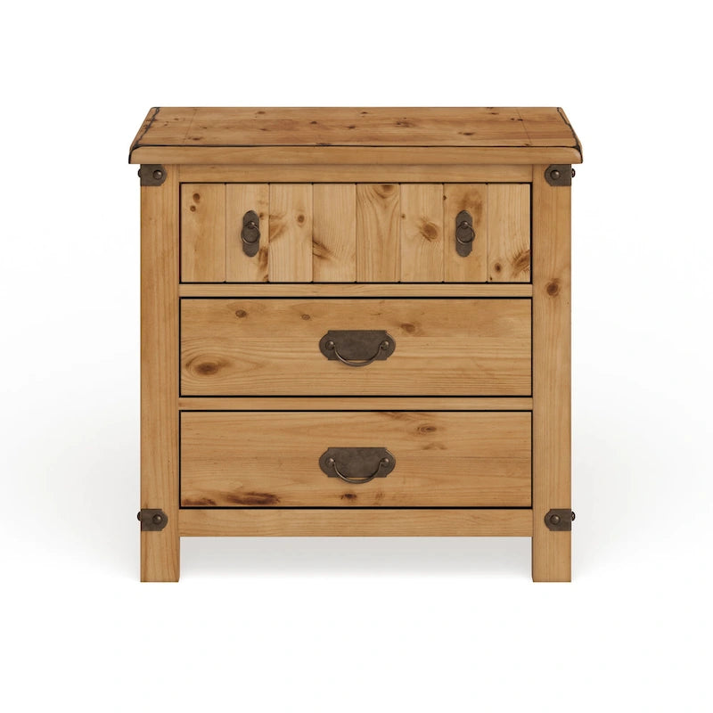 Sierren Country Wood 3-Drawer Nightstand with USB Outlet by Furniture of America