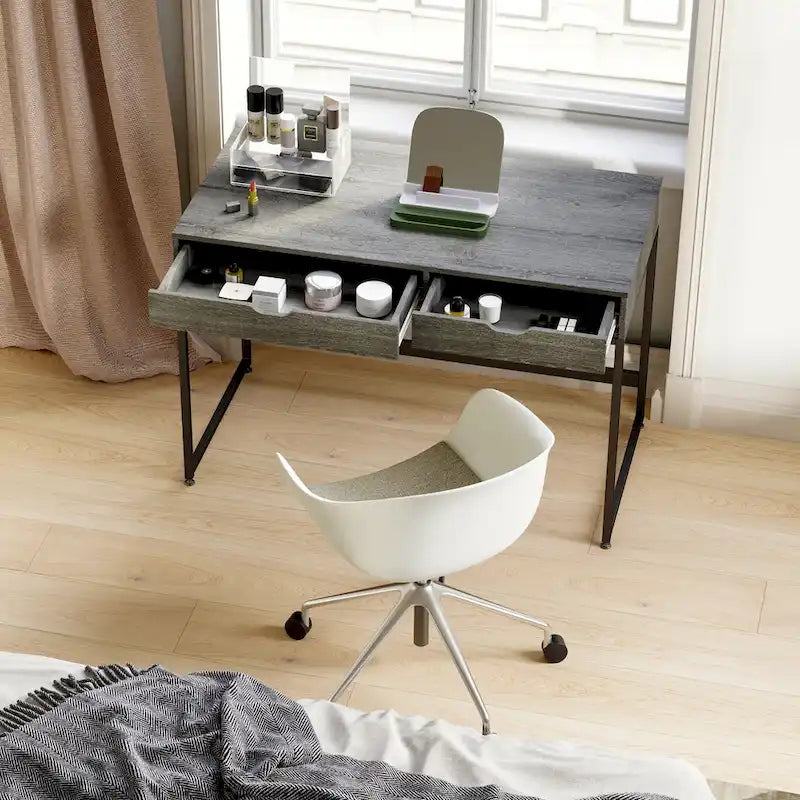 43 W Home Office Computer Desk with 2 Drawers, Modern Writing Study Desk