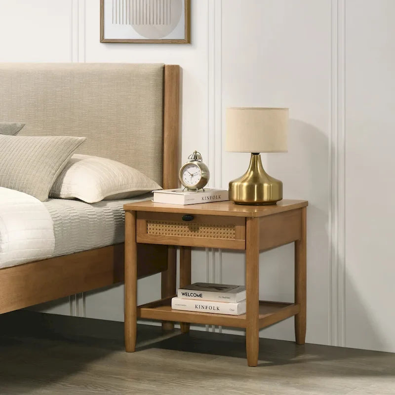Roundhill Furniture Vichy 3-Piece Bedroom Set, Platform Bed with Two Nightstands, Queen