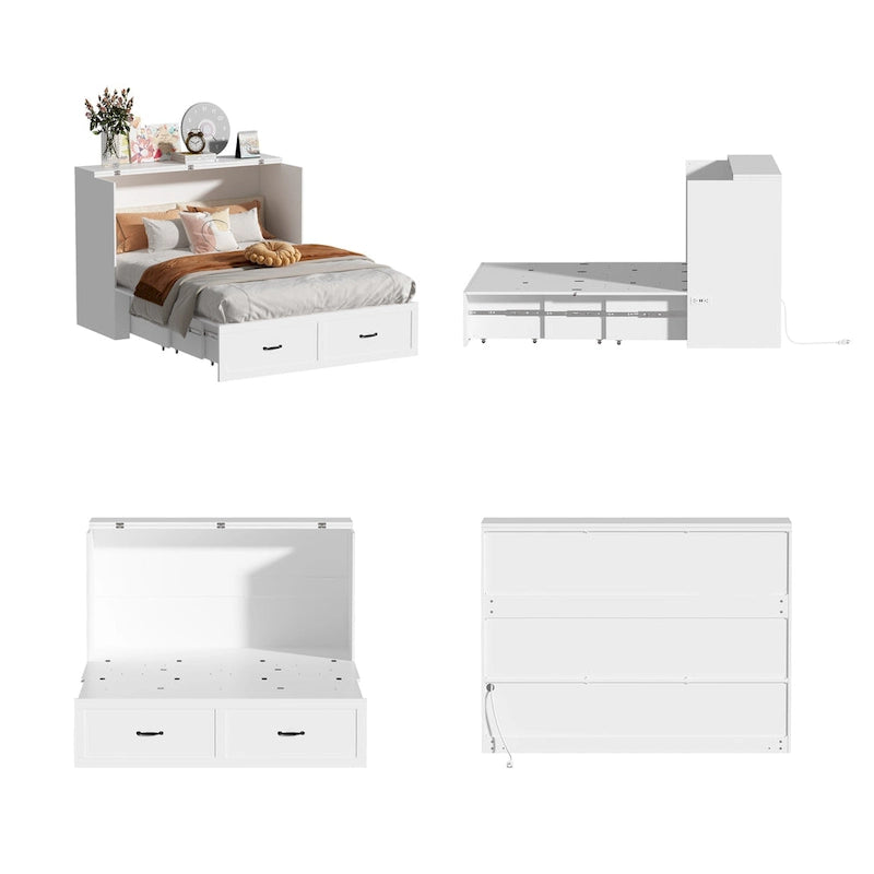 Cassettiera con letto a scomparsa bianco, ideale per sala feste, ufficio o per ottimizzare gli spazi.