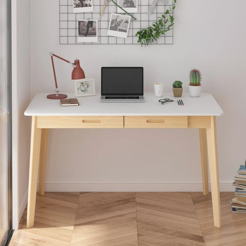 47.2W Classic Home Office Desk, Writing Desk With Drawers