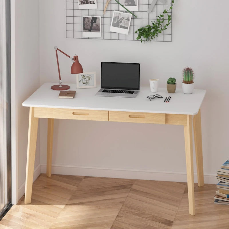 47.2W Classic Home Office Desk, Writing Desk With Drawers