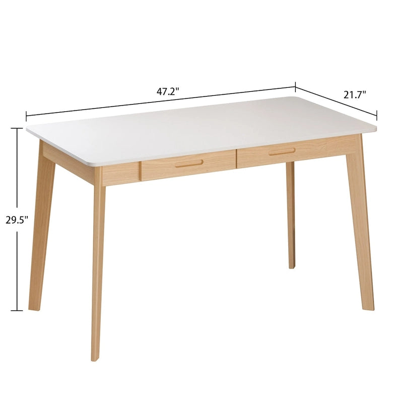 47.2W Classic Home Office Desk, Writing Desk With Drawers