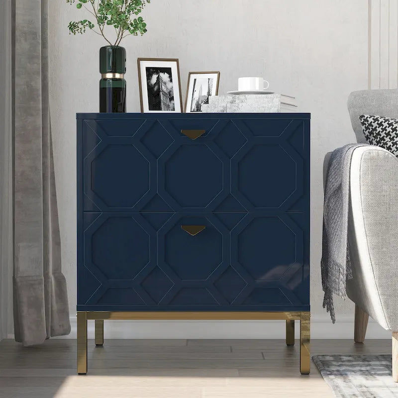 Clihome Wooden 2-Drawer Storage Nightstand