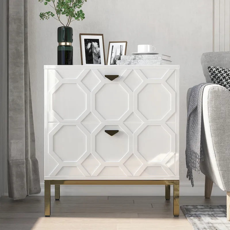 Clihome Wooden 2-Drawer Storage Nightstand