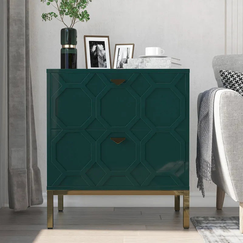 Clihome Wooden 2-Drawer Storage Nightstand
