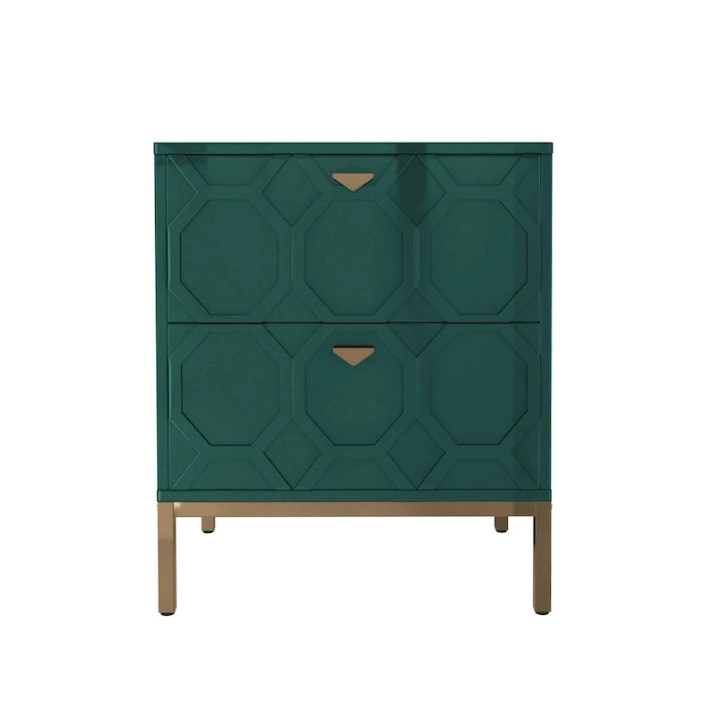 Clihome Wooden 2-Drawer Storage Nightstand
