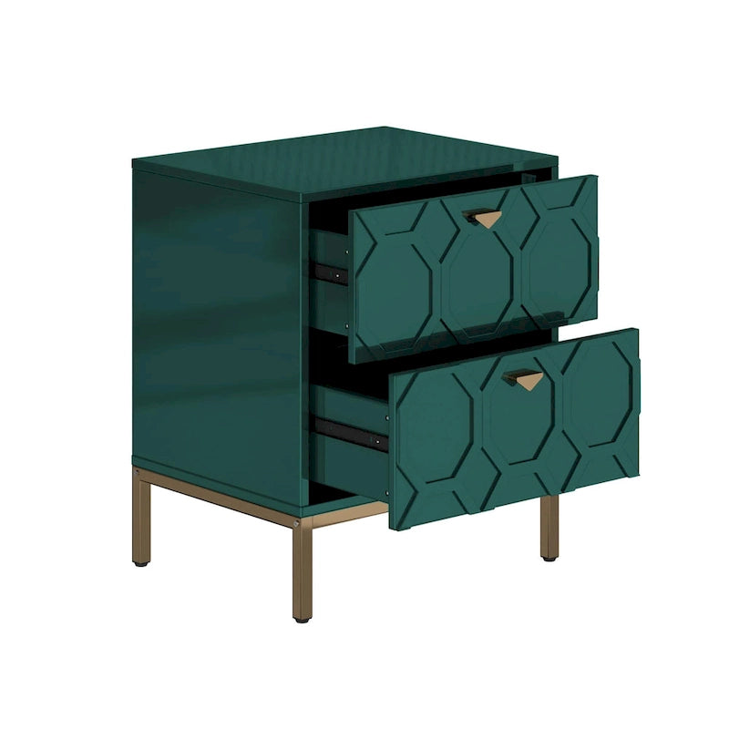 Clihome Wooden 2-Drawer Storage Nightstand