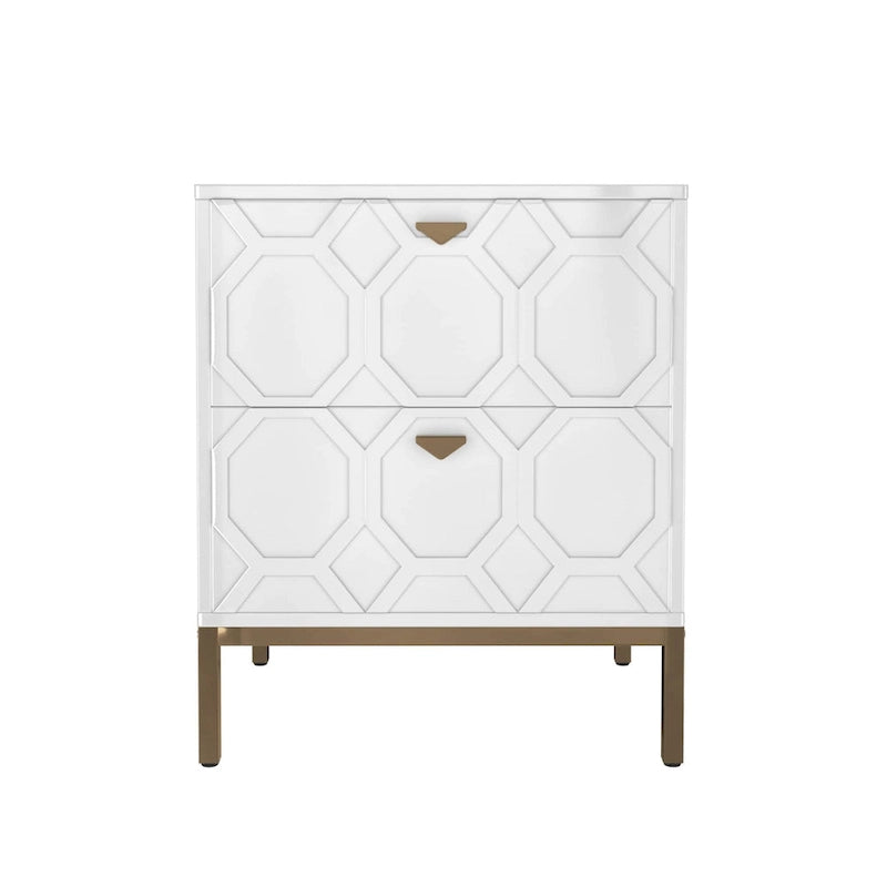 Clihome Wooden 2-Drawer Storage Nightstand
