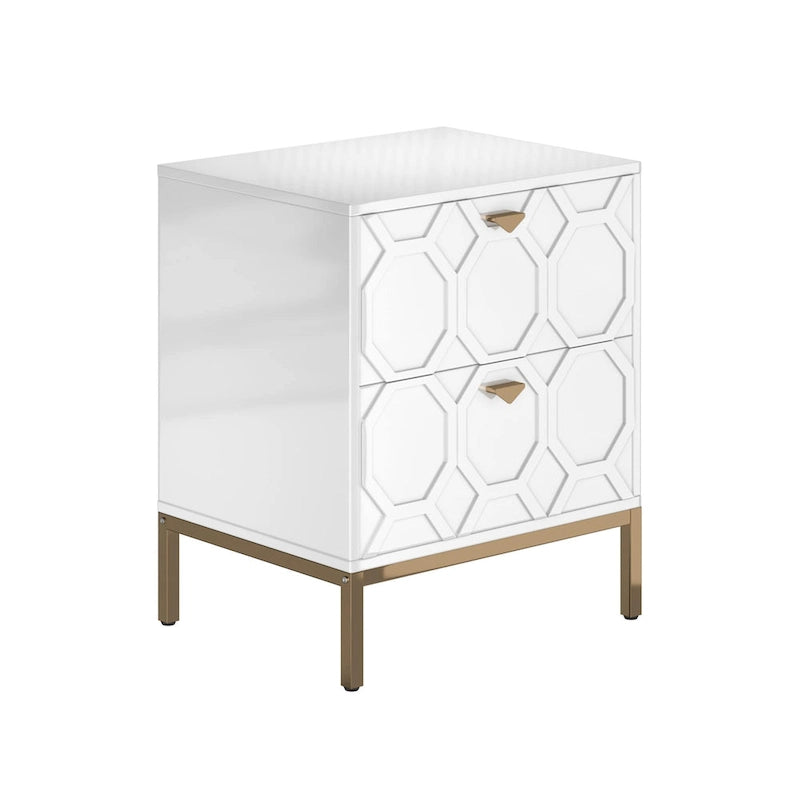Clihome Wooden 2-Drawer Storage Nightstand