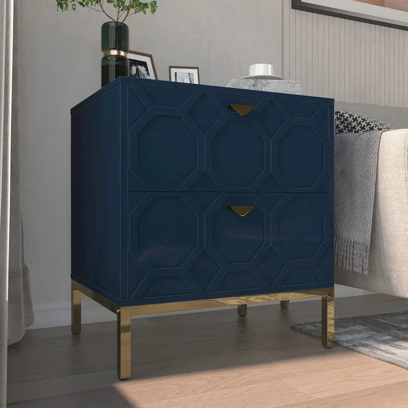 Clihome Wooden 2-Drawer Storage Nightstand