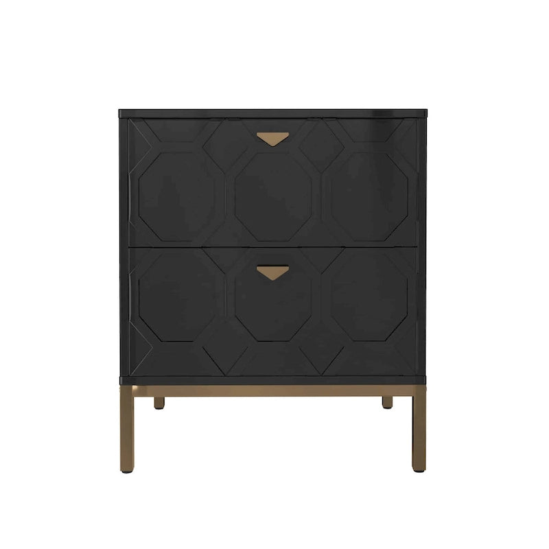 Clihome Wooden 2-Drawer Storage Nightstand