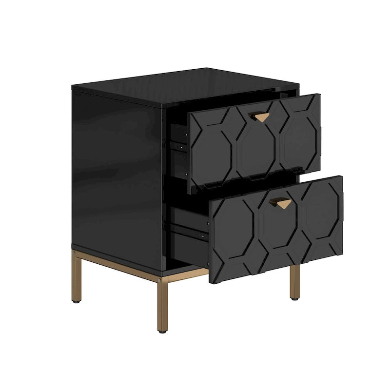 Clihome Wooden 2-Drawer Storage Nightstand