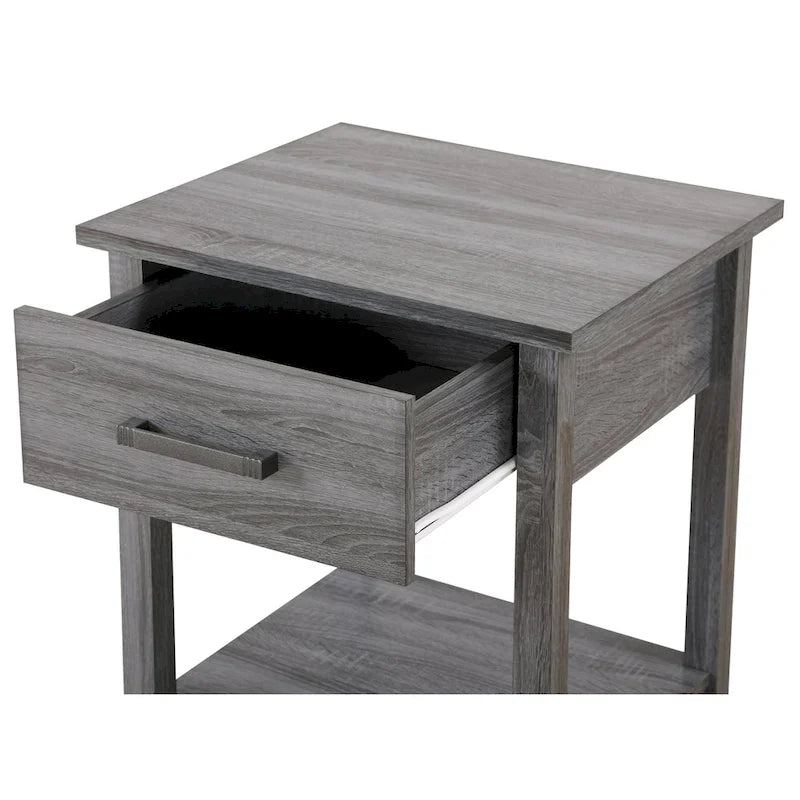 Comodino in legno Salem con 1 cassetto e ripiano