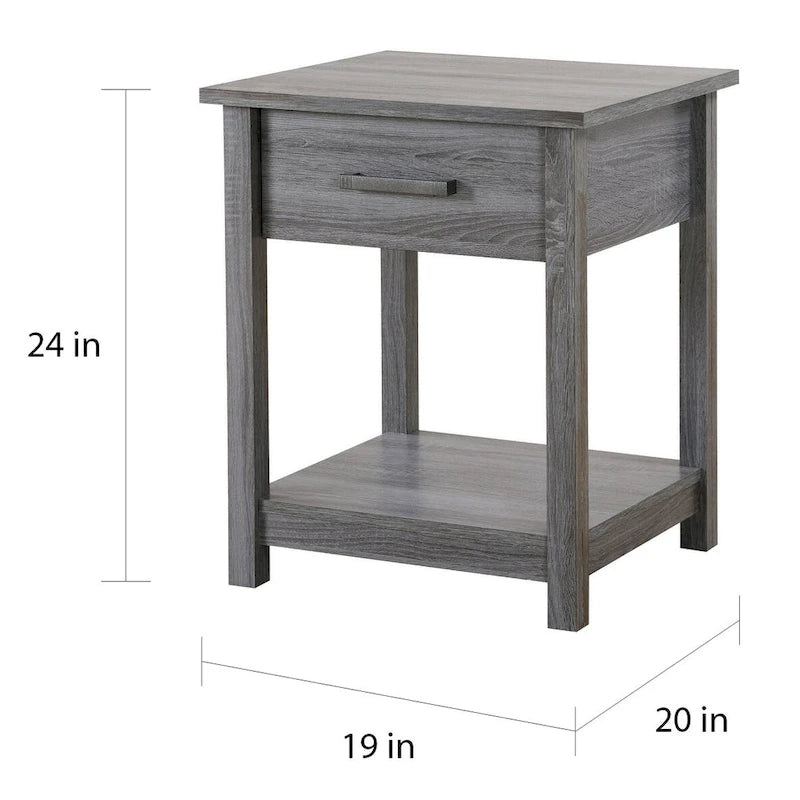 Comodino in legno Salem con 1 cassetto e ripiano