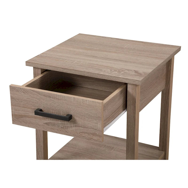 Comodino in legno Salem con 1 cassetto e ripiano